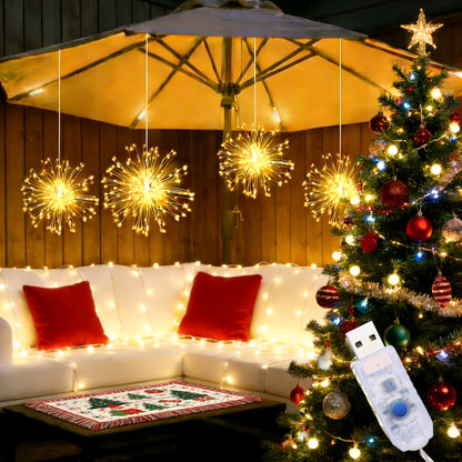 USB-Powered Decorative Fairy Lights by AMill with Cherry Blossom Garland Reference, Dimmable Indoor Lighting and Firework, 96LED, Pink or Butterfly Options