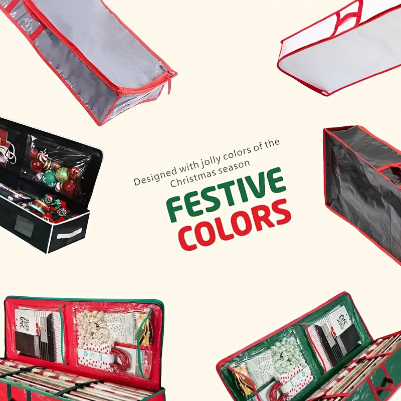 Under-Bed Wrapping Paper Organizer Bag with Multi-Compartment Storage Wording, Four Color Options for Gift Wrap, Ribbons and Seasonal Holiday Supplies