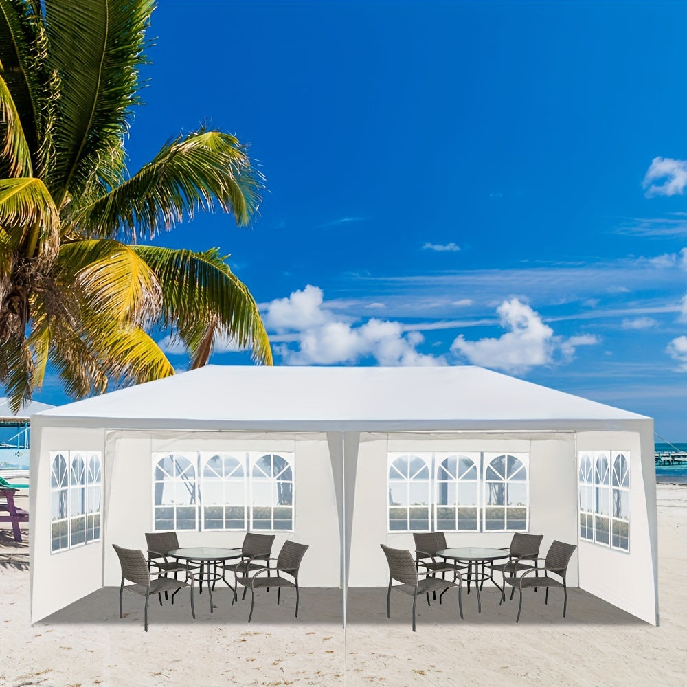 Backyard Event Tent with Listed 10x20ft Footprint, White Four- or Six-Side Options and Without-Cloth Label for Fair-Weather Party, Wedding and Market Setup