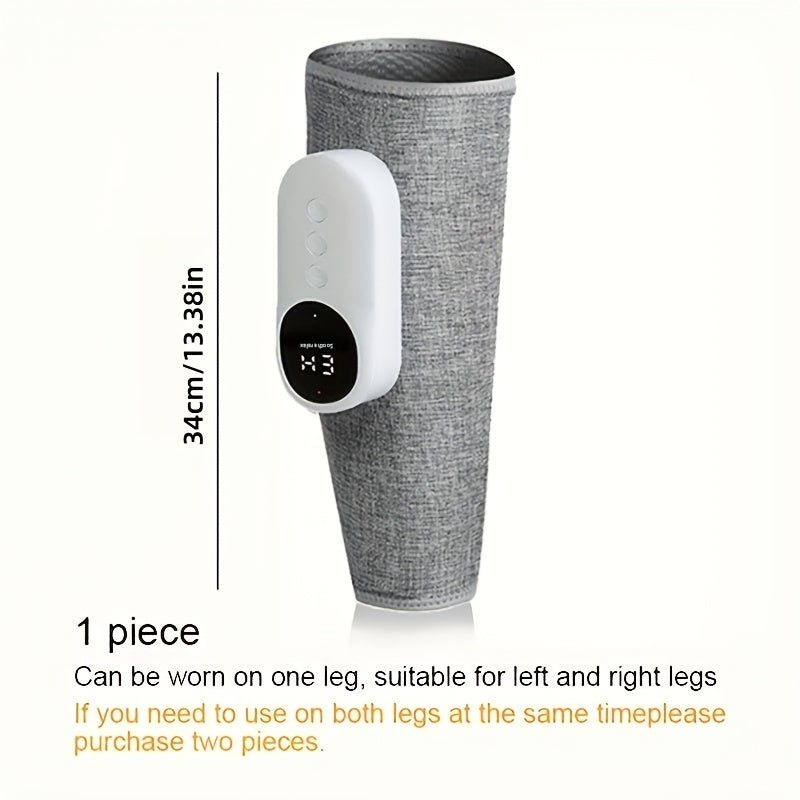 Single Gray Rechargeable Leg Massager with Listed Air Pressure and Automatic Kneading Wording, One-Piece Electric Device for Adult Personal Care Routines