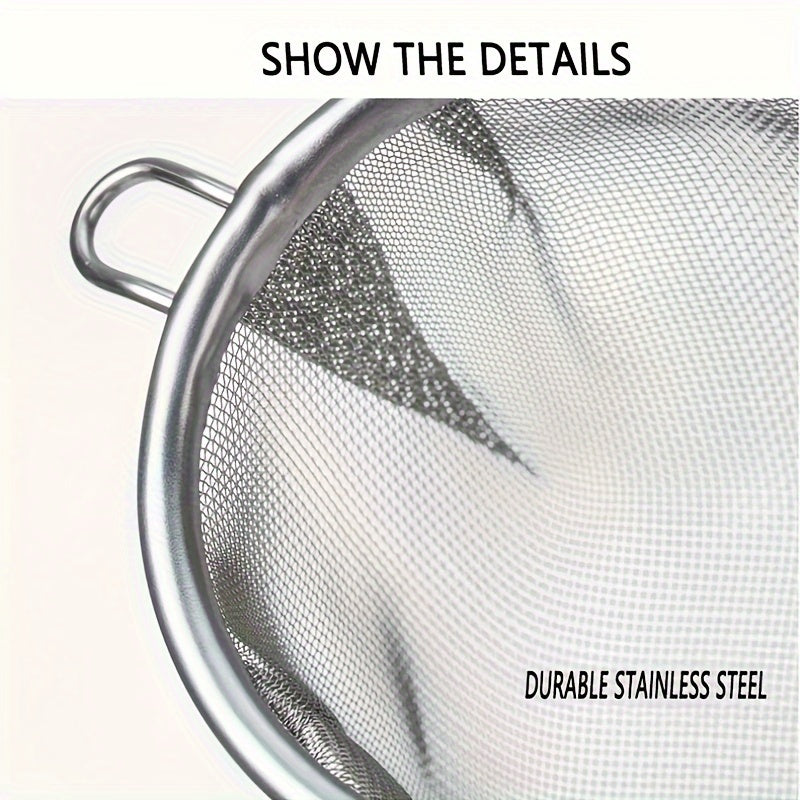 Tea Strainer in Stainless Steel with Single-Ear Mesh Filter Design, Universal-Labeled Selection or Two-Piece Option for Compatible Home Tea Preparation