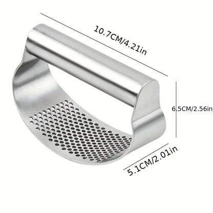 Arc-Shaped Garlic Press with Listed Stainless Steel Ring Design, Manual Garlic Masher for Homemade Sauces, Marinades and Everyday Kitchen Meal Preparation