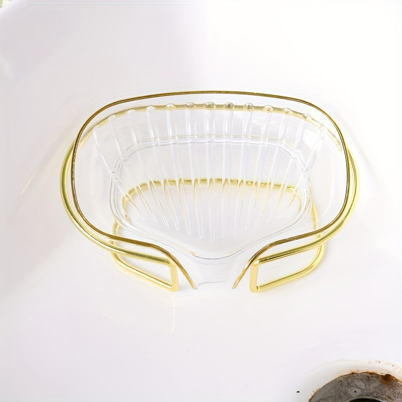Self-Draining Plastic Soap Dish, Single Bar Soap Holder in Amber, Emerald Green or Clear for Bathroom Wash Areas and Everyday Sink-Side Storage