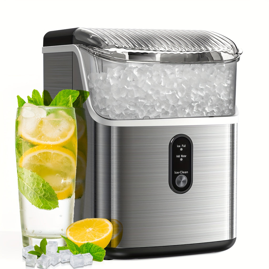Bullet Ice Maker Countertop, 26 Lbs/24H Portable Ice Maker Machine, Self-Cleaning, Chewable Bullet Ice, One-Touch Operation, Stainless Steel Ice Maker for Kitchen, Office, and Home Bar Use