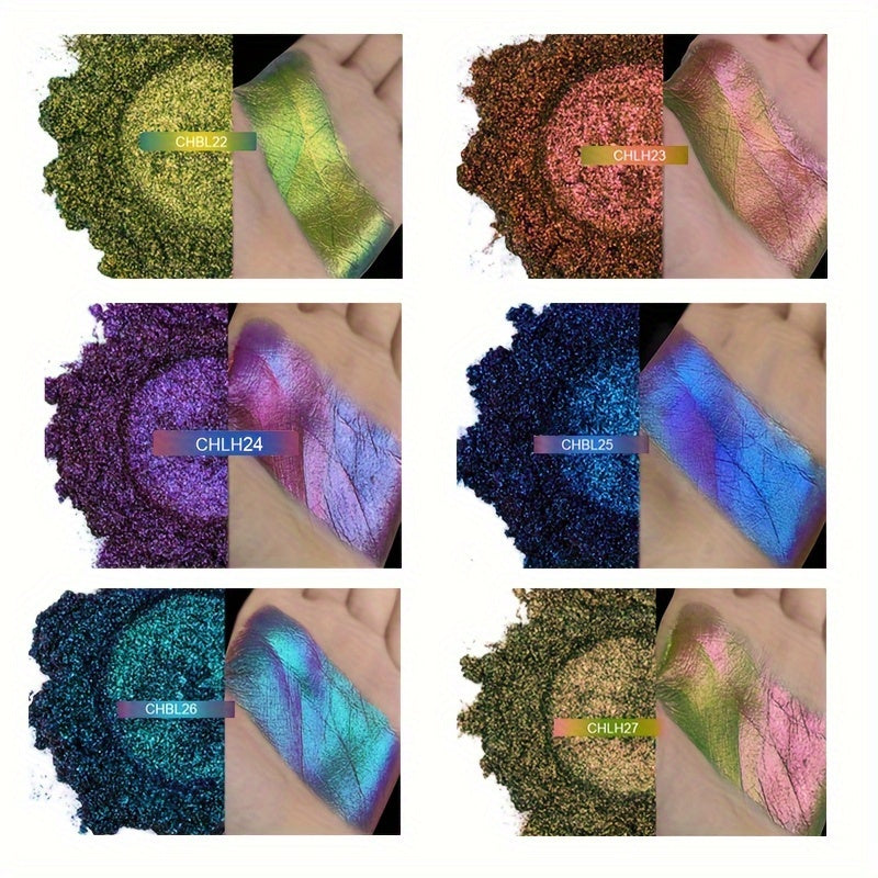 Six Color Chameleon Craft Powder Set with Listed 5g per Color, Decorative Pigment Selection for Compatible Resin Art, Mold Coloring and Adult Creative Projects