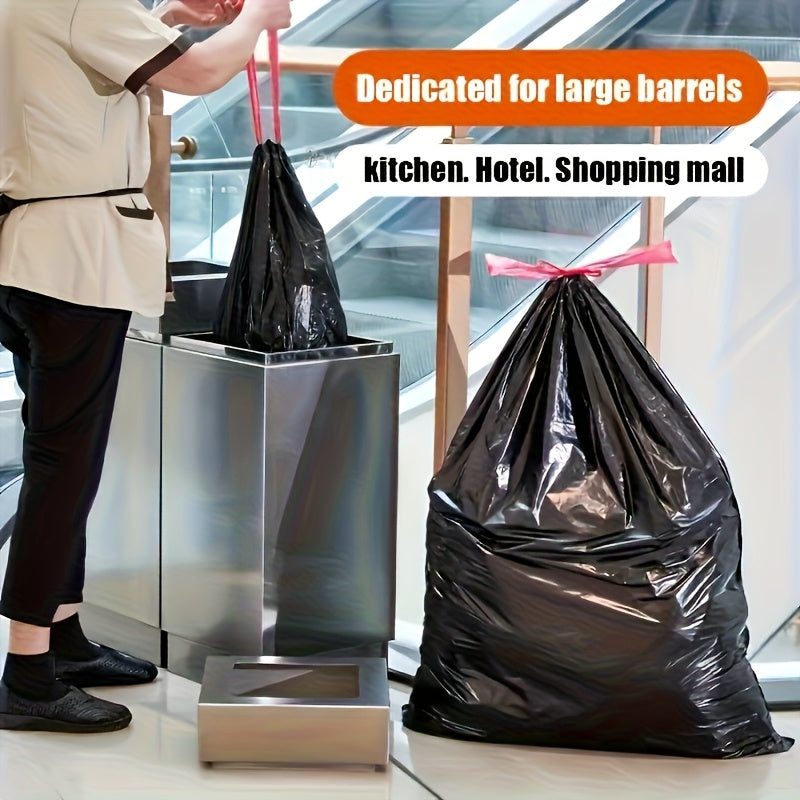 35 Gallon Black Trash Bags, 10-Count Single Roll of Polyethylene Garbage Liners for Compatible Large Bins, Household Cleanup, Hotel and Supermarket Use