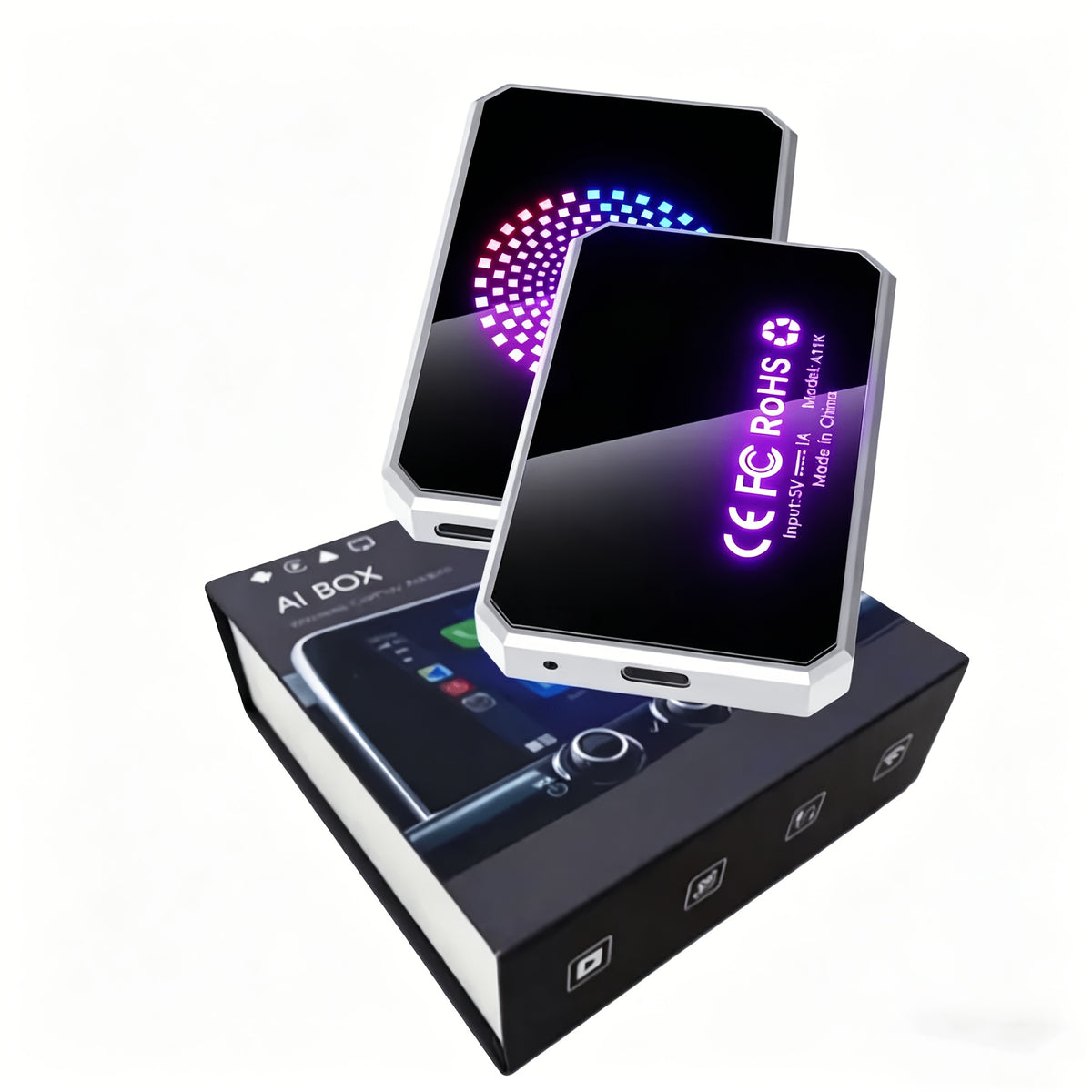 CarPlay Media Box in Black with Listed Wireless CarPlay Adapter, USB Port and Streaming Support for Compatible Factory Wired CarPlay and Android Auto Systems