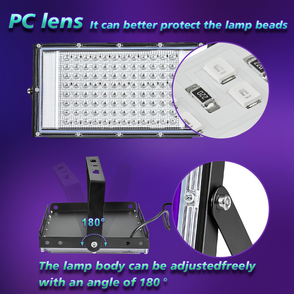 UV LED Screen Printing Exposure Lights, Three-Pack with 50-LED or 96-LED Option Labels, Listed 385–400nm Wavelength, USB Plug, Switch and 59.06-Inch Cord