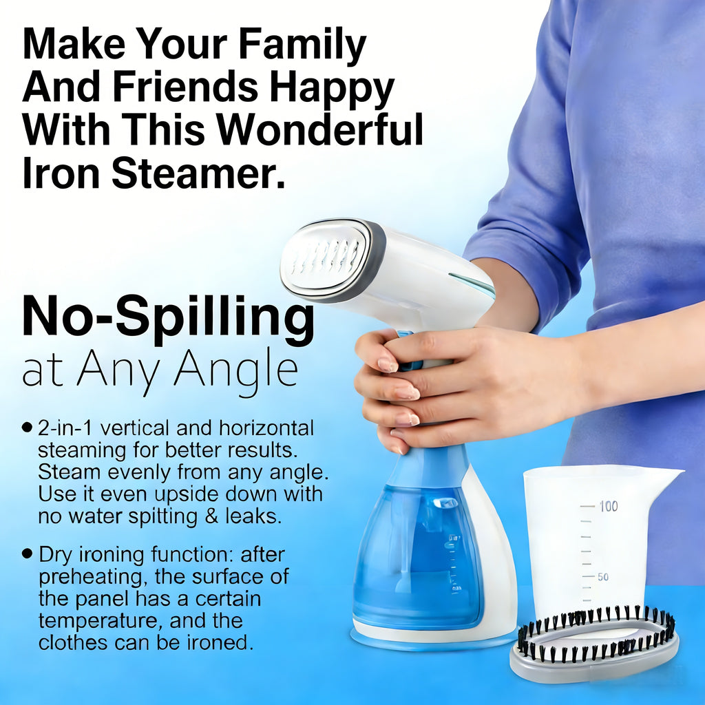 Three-Setting Clothes Steamer 1800W in Green, Corded Handheld Garment Wrinkle Remover with XL Tank and Nozzle Attachments for Compatible Suits, Bedding and Curtains