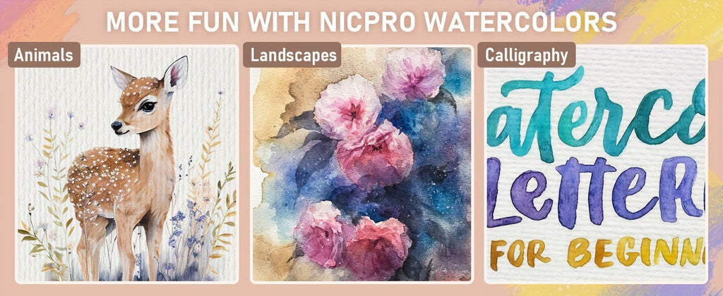 Watercolor Paint Starter Set, 100, 128 or 168 Color Options with Metallic, Macaron and Fluorescent Shades, Brushes, Watercolor Paper and Palette