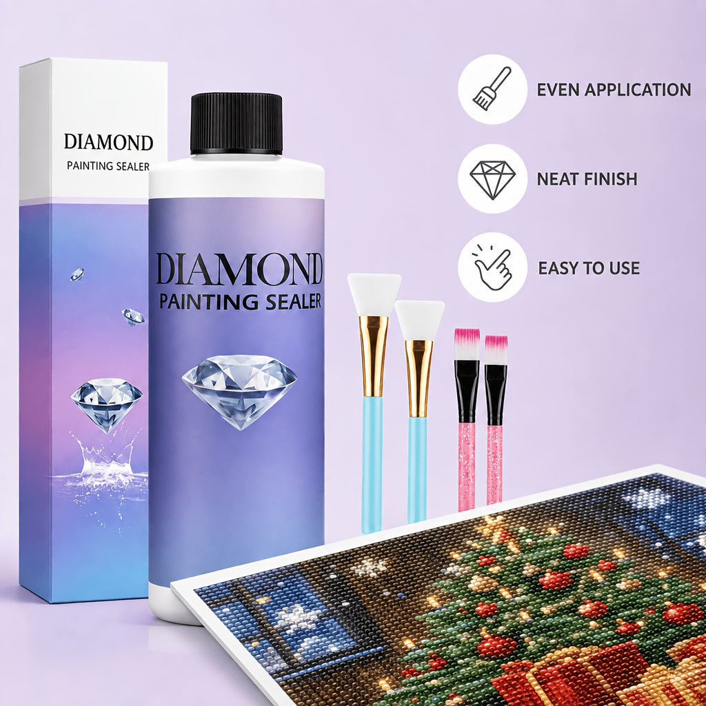 Diamond Painting Sealer Kit with Brush, Craft Surface Finishing Formula for Diamond Art and Puzzles, 240ml, 400ml or 800ml Options for Handmade Gifts