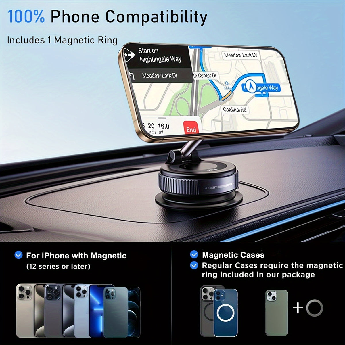 Magnetic Phone Mount with Adjustable Height, Foldable Design and 360-Degree Rotation References, Bulldog Stand, Alloy, Grey and Two-Piece Selection Options