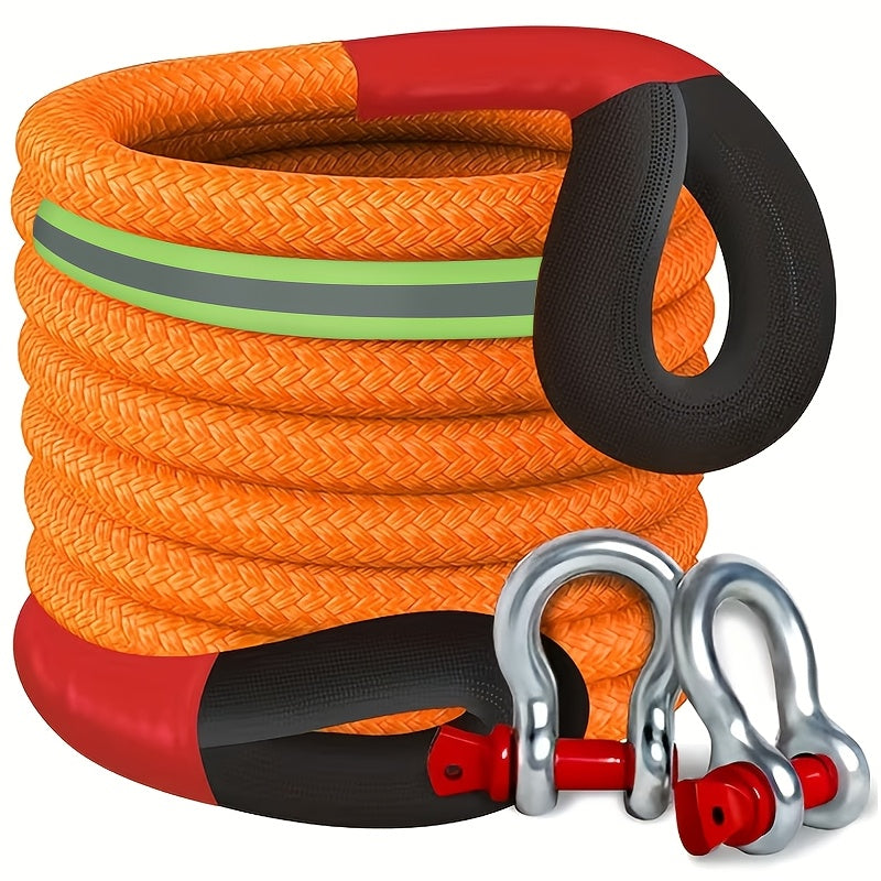 Nylon Kinetic Recovery Rope, Listed 7/8-Inch Diameter with 14.5, 16.4, 23 or 30-Foot Length Options, Bow Shackle and Storage Bag References for Vehicle Equipment