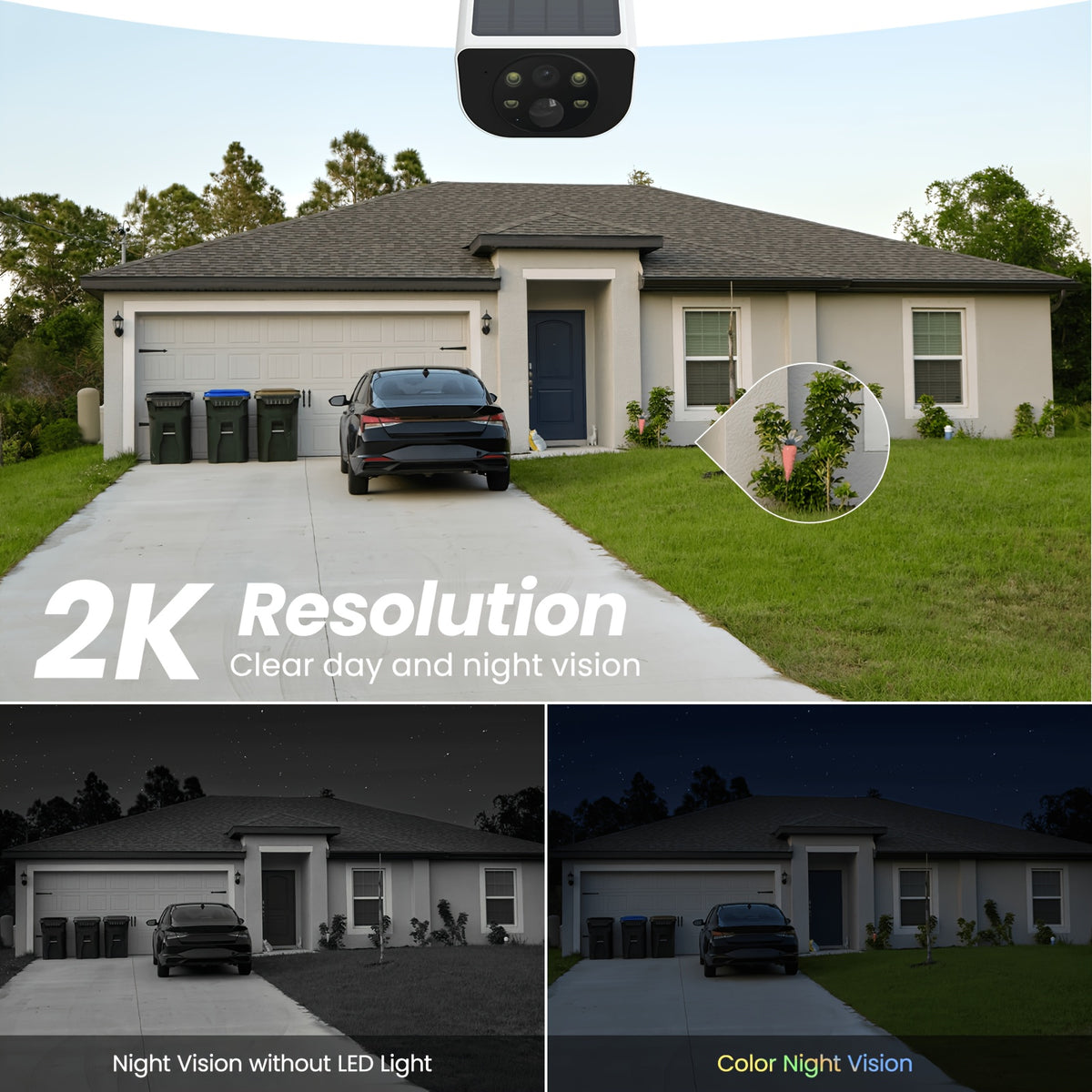 Wansview Solar Security Camera with Listed 3MP Video, Color Night Vision, PIR Human Detection and Two-Way Audio, Outdoor 1 to 4 Pack Options