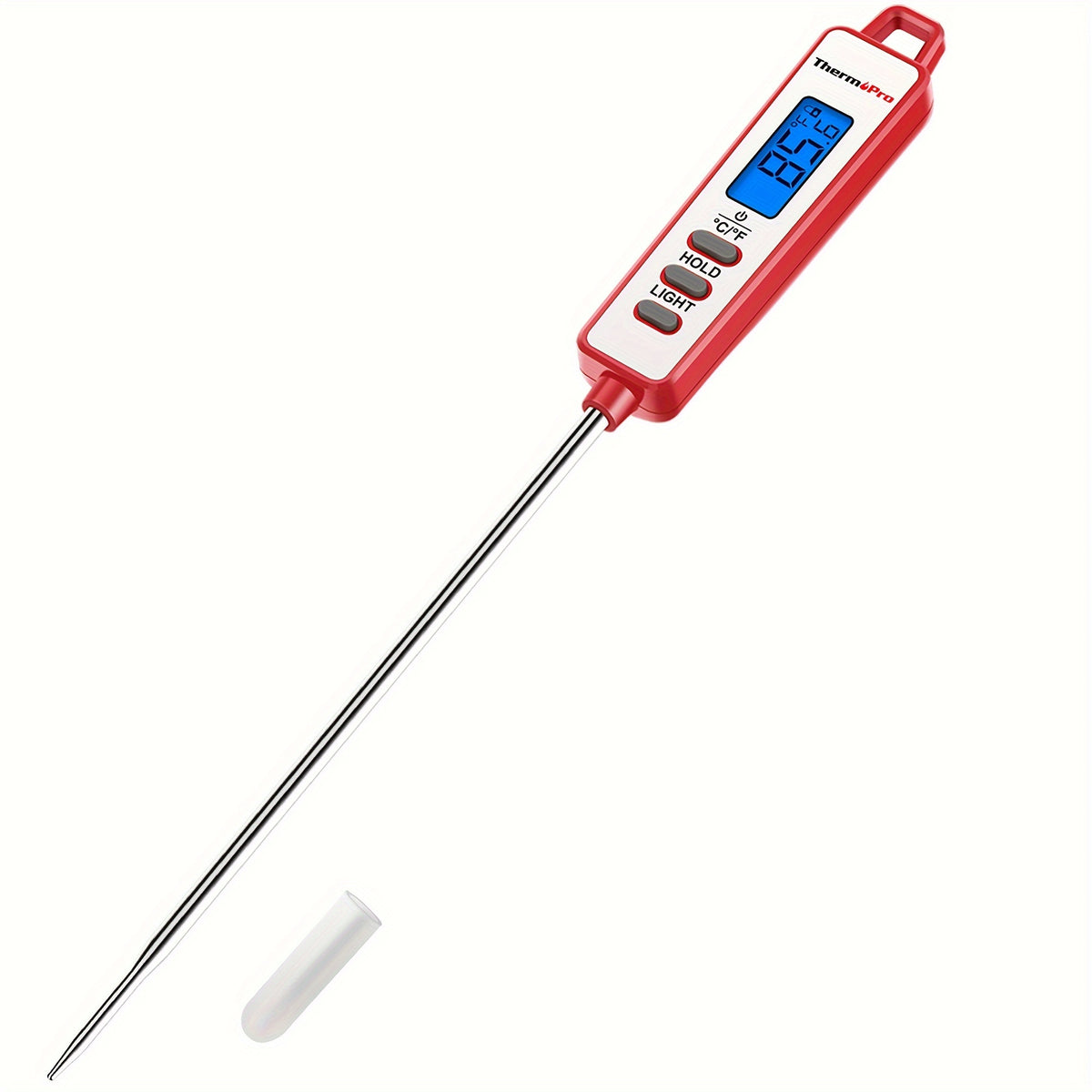 ThermoPro TP01AW Meat Thermometer with Red Backlit Digital Display, Reading Lock and Fahrenheit/Celsius Selection for BBQ, Candy and Kitchen Spot Checks