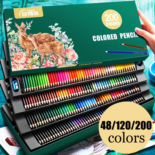 Oil Colored Pencil Set, 48-Piece Option with Listed Soft Cores, Numbered Drawing Pencils and Tin Box for Adult Coloring, Sketching, Shading and Blending Practice