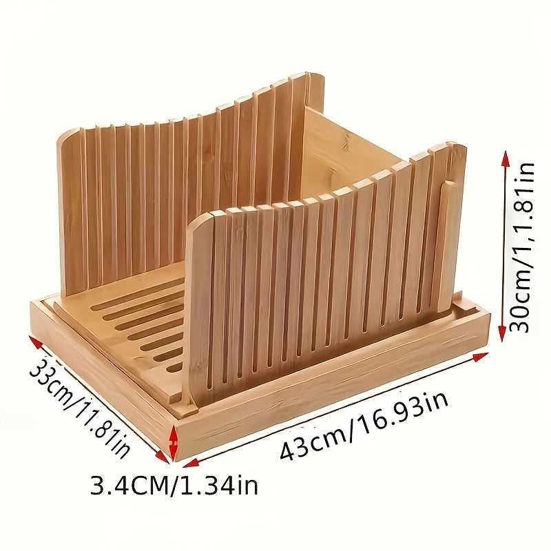 Foldable Bread Slicer with Crumb Tray, A1 Bread Cutting Board and Crumb Collector for Home Loaf Preparation, Kitchen Counter Organization and Storage