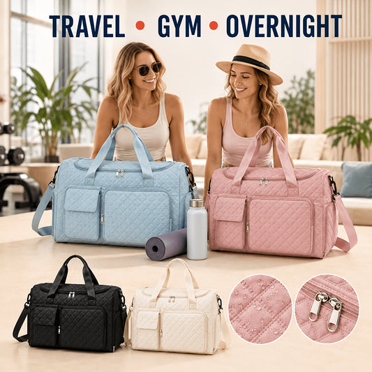 Dry-Wet Separation Travel Tote Bag with Double-Side Pockets, Shoulder and Crossbody Handbag in Six Color and Size Options for Gym and Trips
