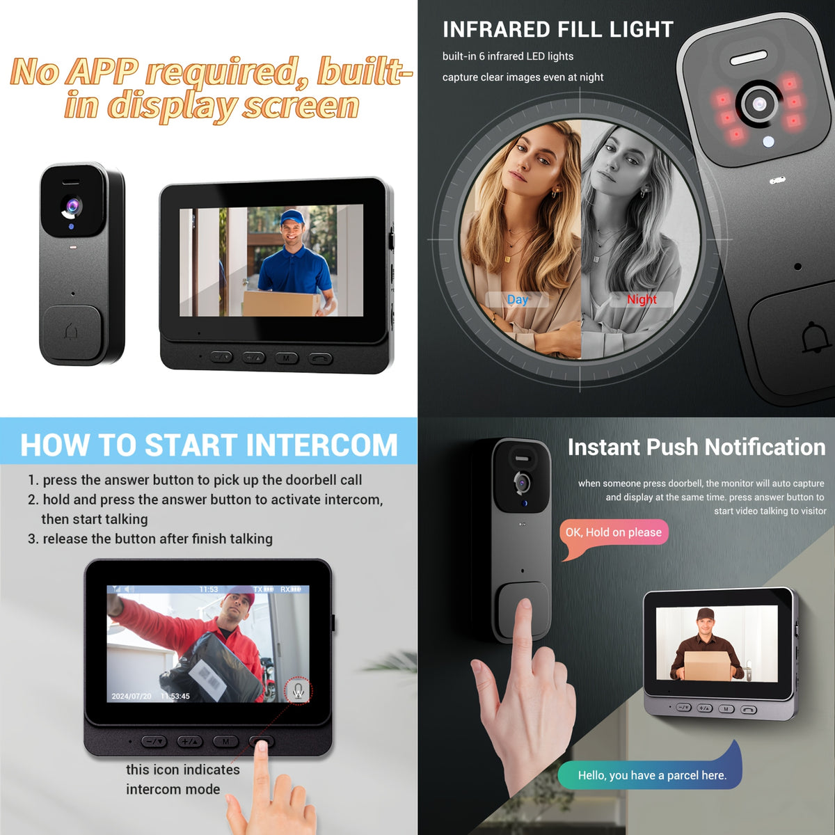 Video Doorbell X6 or X3 Black for Home Entry Visitor Viewing with Listed Two-Way Audio, Infrared Night Vision and Automatic Ring-Triggered Capture