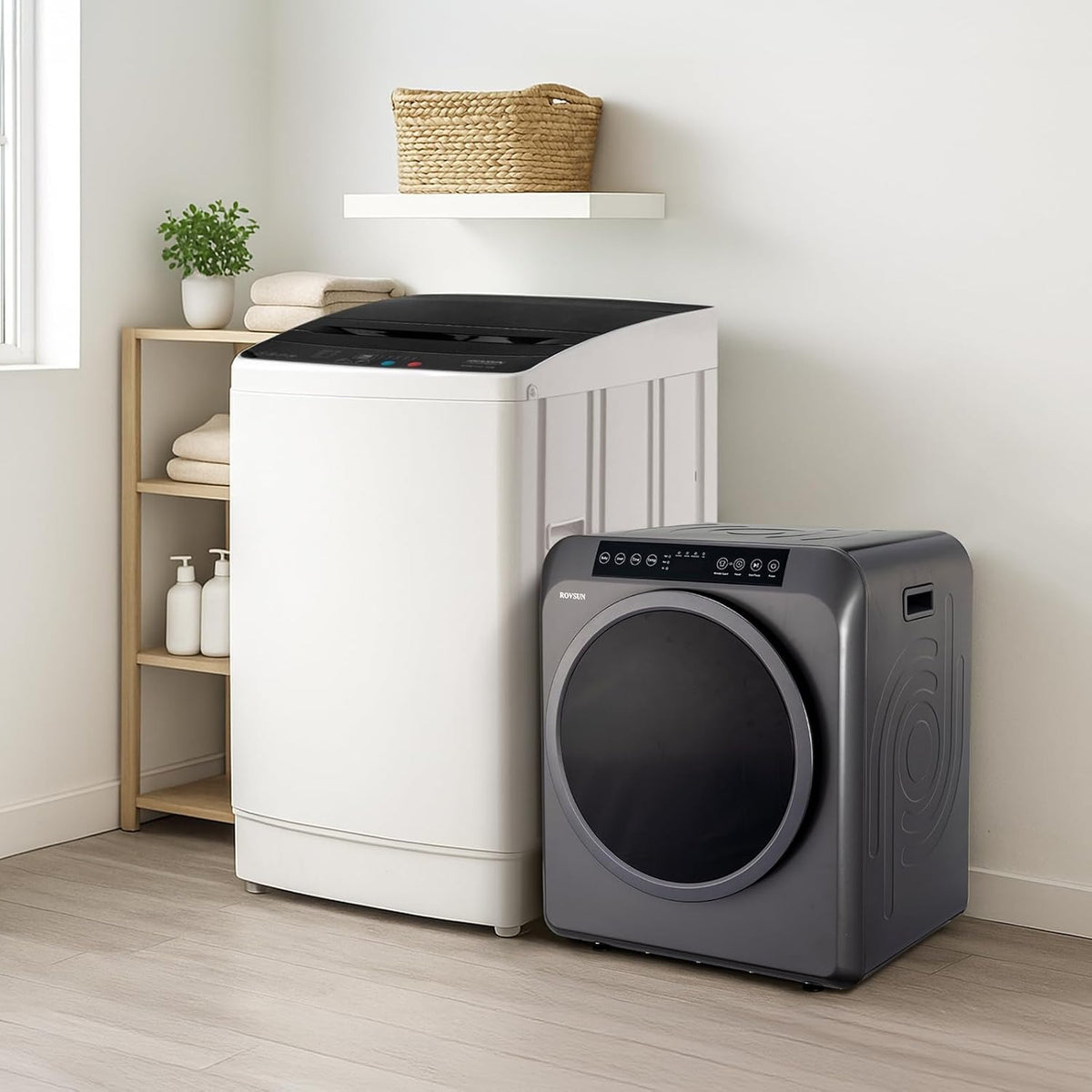 Washer and Dryer Combo, Compact Wash & Dry Laundry Set, Stainless Steel Tub, Smart Control, Low Noise, Wall-Mountable, for Apartment, Dorm, RV & Small Space
