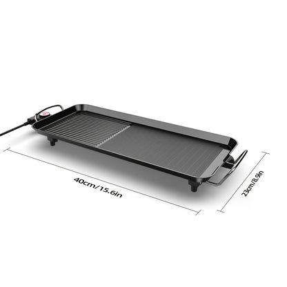 Electric Grill with Nonstick Roasting Surface, Adjustable Temperature and Listed Drip Tray, Extended-Length, Medium or Large Options for Family Meals