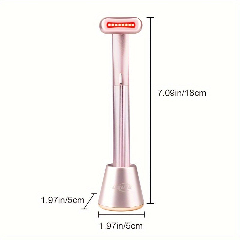 Red Light Facial Massager in Pink with Vibration and Listed Negative Ion Function, Face Care Tool for Women's and Men's At-Home Skincare Routines