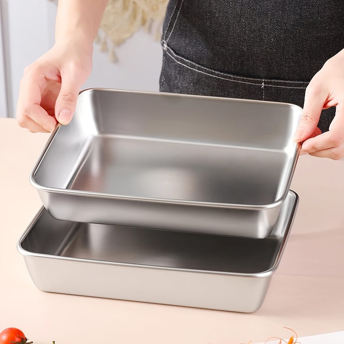 Stainless Steel Breading Tray Set with Three Food Prep Pans for Chicken Breast, Fish, Breadcrumb Coating and Meat Marinating in Home Kitchens