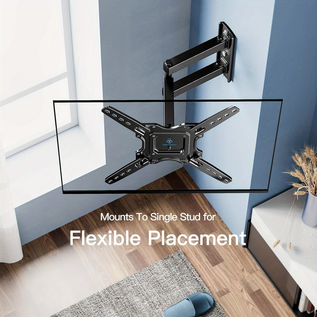 Full Motion TV Wall Mount in Black with Swivel Extension Arm, Tilt and Leveling, 26–55 or 26–60 Inch Options, Listed Maximum VESA 400 x 400mm