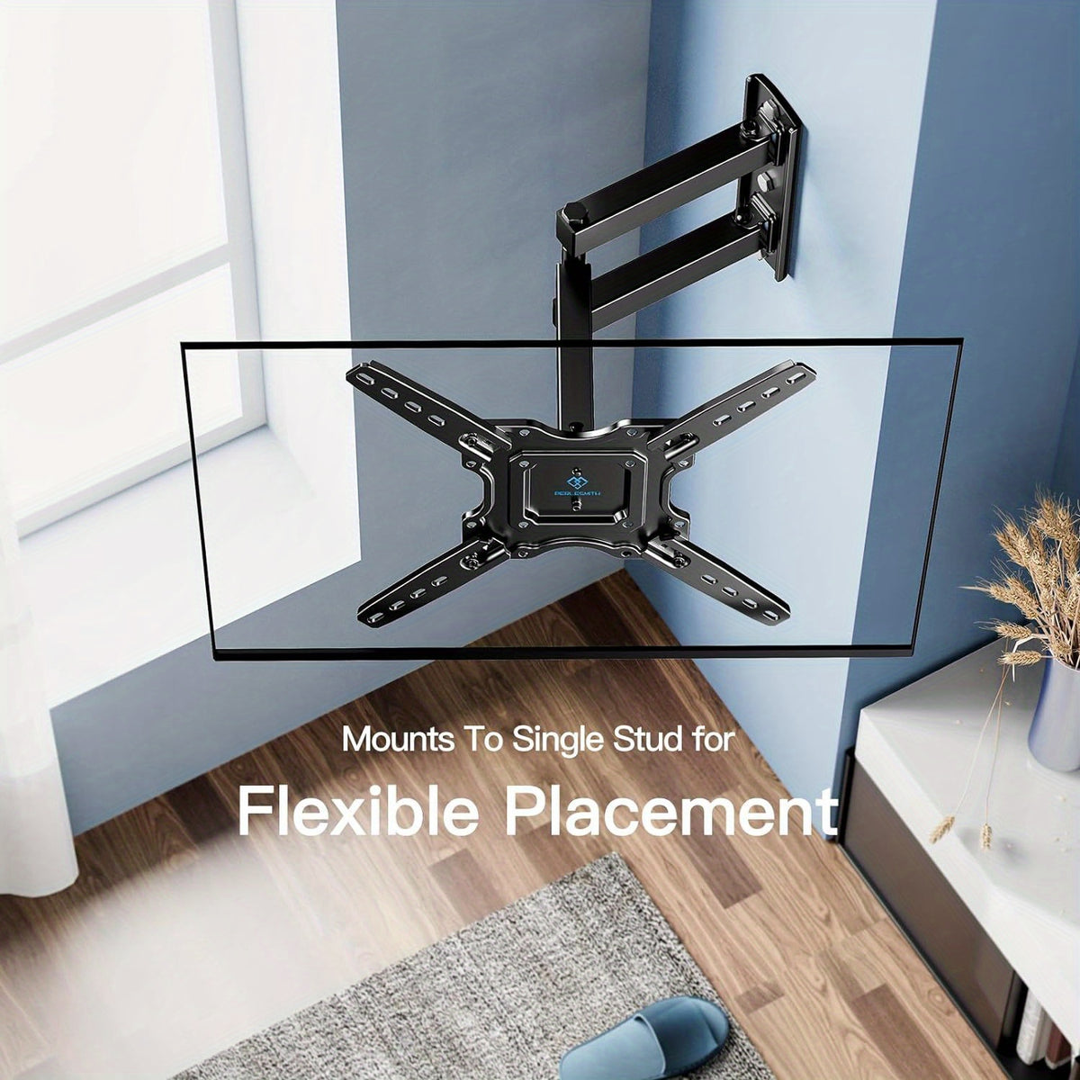 Full Motion TV Wall Mount in Black with Swivel Extension Arm, Tilt and Leveling, 26–55 or 26–60 Inch Options, Listed Maximum VESA 400 x 400mm
