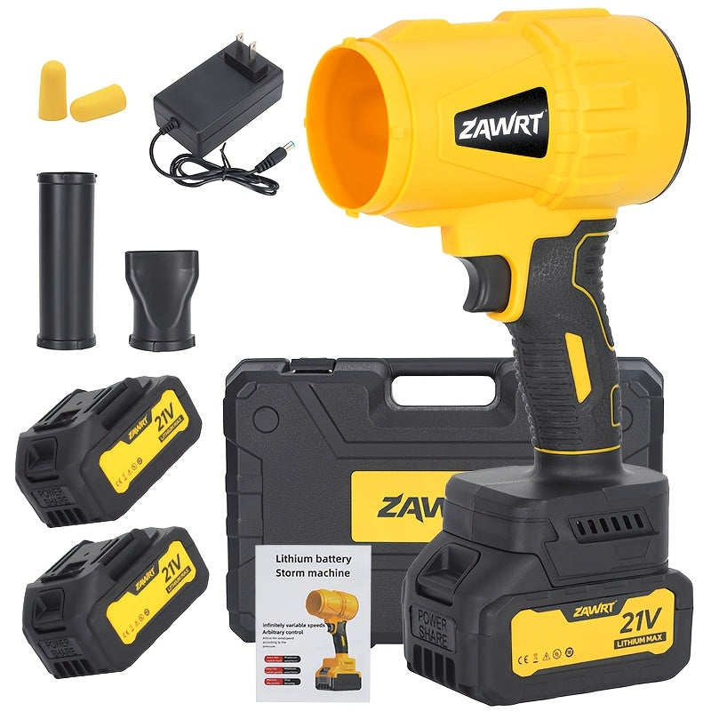 21V Cordless Leaf Blower with Listed 30000RPM Motor, Handheld Outdoor Air Tool in Single-Battery Box or Dual-Battery Toolbox Sets for Leaf and Dust Cleanup