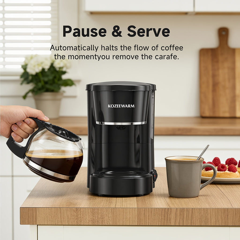 Drip Coffee Maker 12-Cup, One-Touch Coffee Machine with Reusable Filter, No-Disassembly Easy Clean, Brew for Home, Office, Kitchen, All-Day Coffee, Black