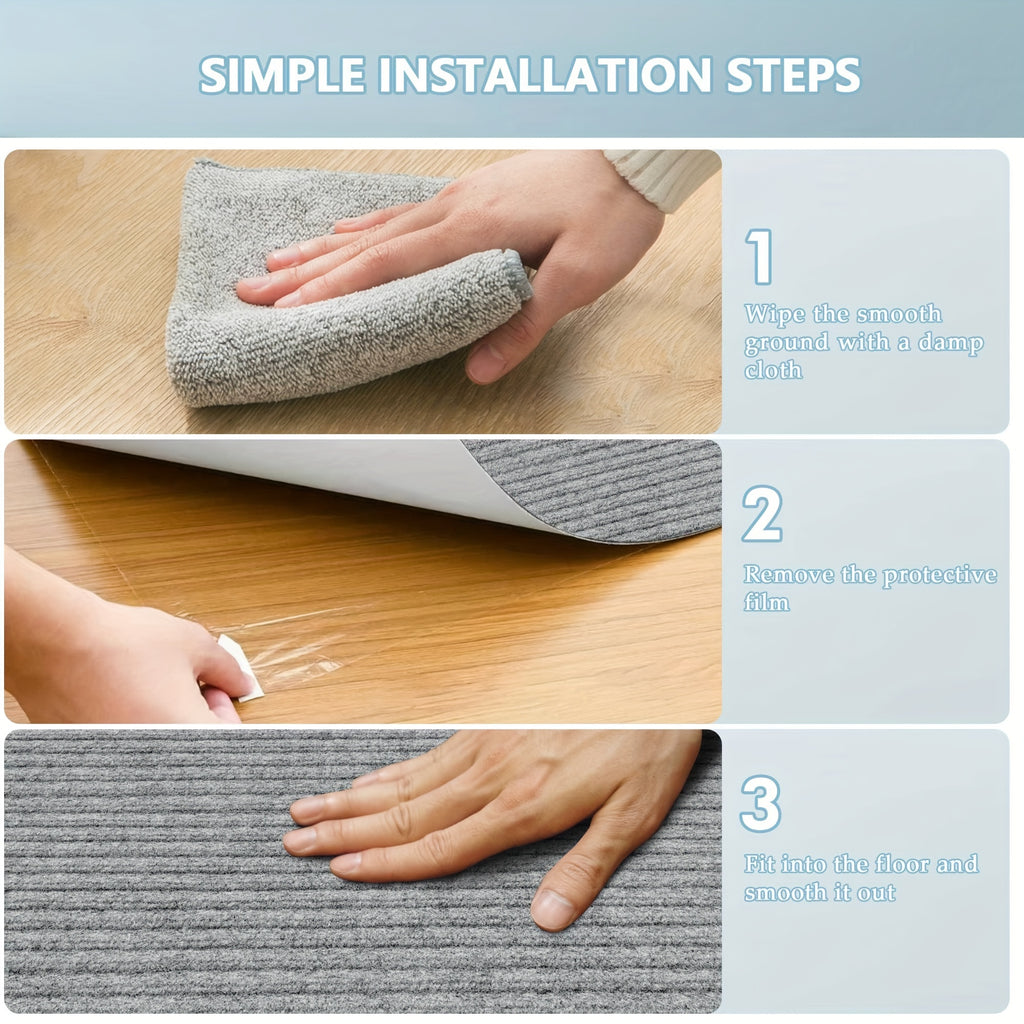 Low Profile Indoor Doormat and Entryway Runner with Grooved Surface and Listed Rubber Backing, Seven Size Options in Grey, Black or Brown for Home Entrances