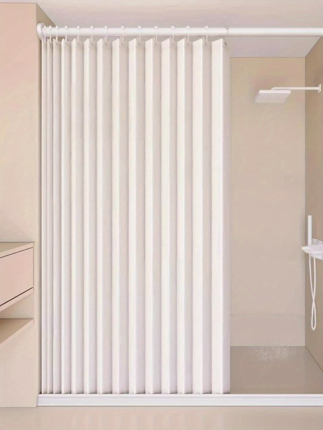 Accordion Door Curtain in Polyester with Hooks and Storage Straps, Foldable Room Divider Panel in Four Colors and Two Unfolded Sizes for Home Interiors