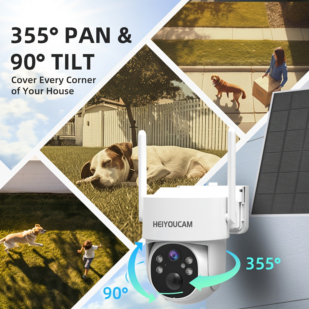 Solar WiFi Security Camera C360 with Listed 4K, Pan-Tilt View, Color Night Vision, PIR Alerts and Two-Way Audio, One, Two or Four Piece Package Labels