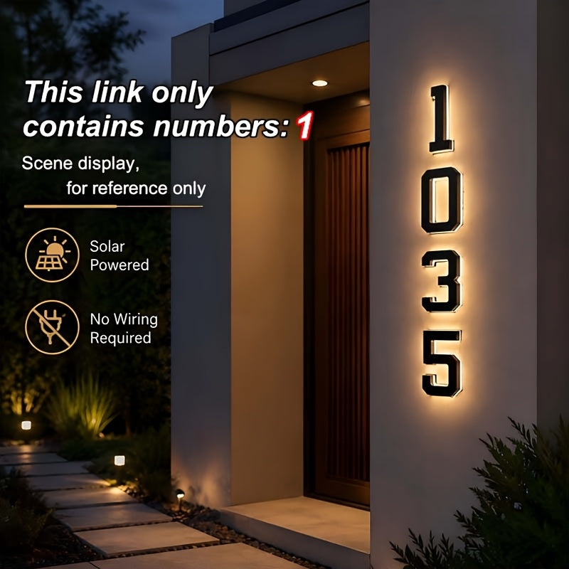Solar House Number Light, 9-Inch Individual Number and Letter Options with Automatic Light Sensor for Porch, Courtyard Wall and Residential Address Display