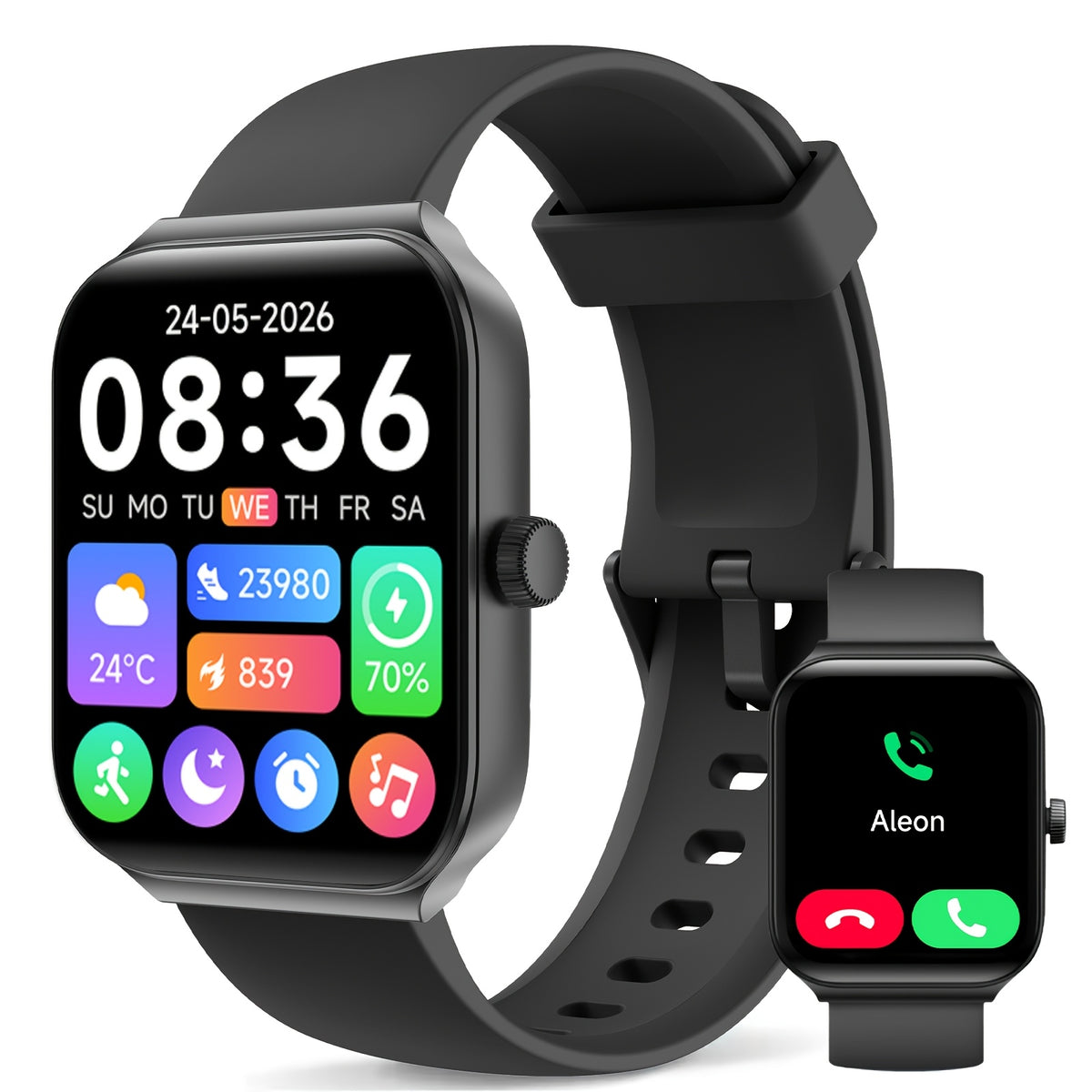 1.95 Inch Smart Watch with Alexa Built-in, Wireless Call Smartwatch with 100+ Sport Modes, Fitness Activity Tracker & Pedometer, for iPhone & Android, HD Touch Screen, Birthday & Mother's Day Gift