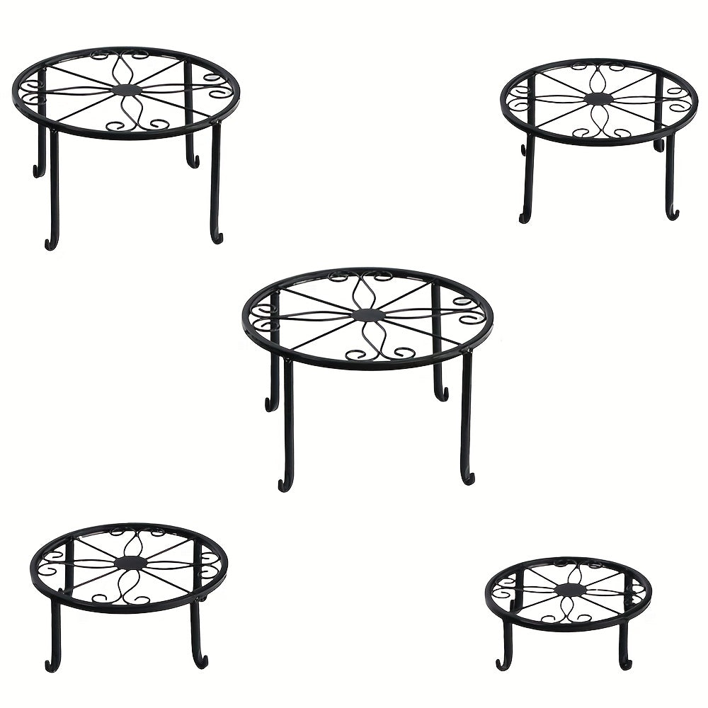 Round Metal Plant Stand Set with 3, 4 or 5-Piece Options, Circular Flower Pot Holders for Indoor Living Rooms, Balconies and Outdoor Courtyard Displays