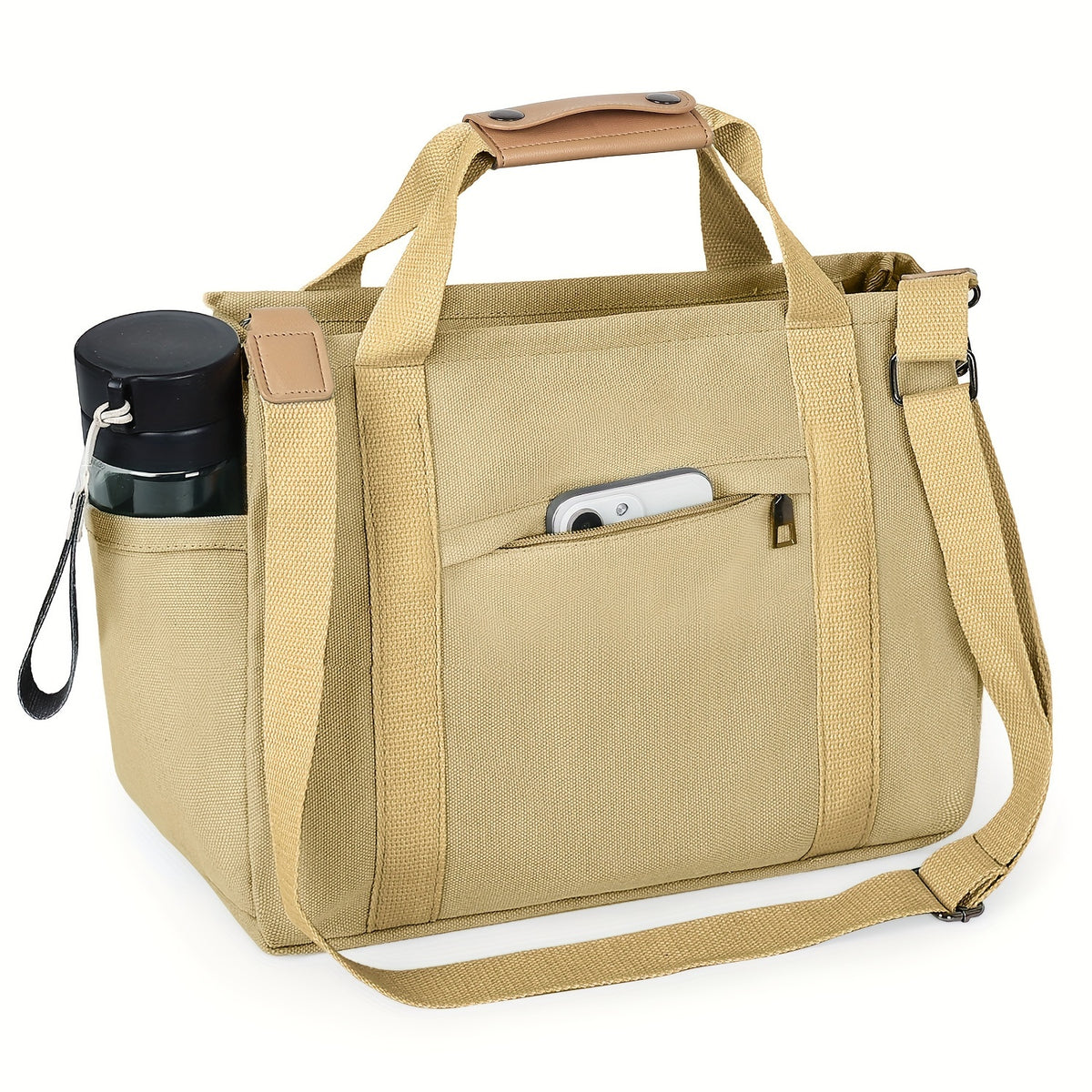 Women's Tote Bag with Three Inner Compartments and Front Zipper Pocket, Small or Large Shoulder and Crossbody Handbag Options for Work, Travel and Daily Carry