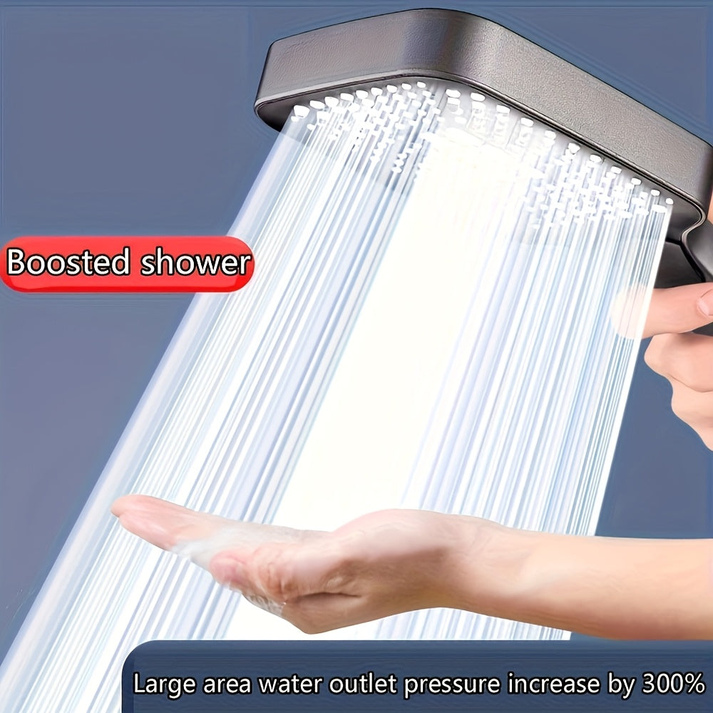 Square Rain-Style Shower Head with Three Water Flow Settings, Silvery Bathroom Shower Nozzle for Compatible Shower and Bathtub Plumbing Setups