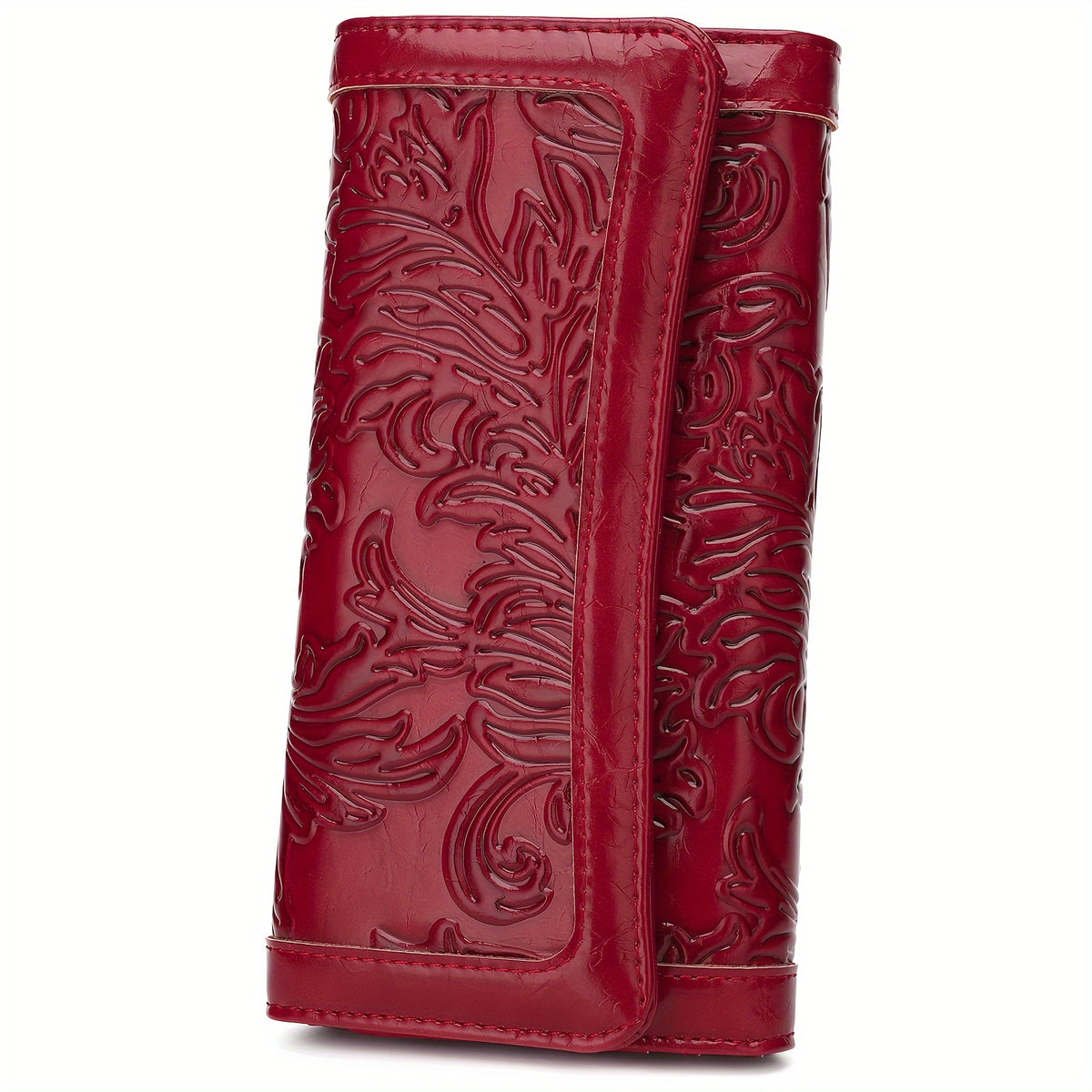 Embossed PU Wallet for Women with Trifold Long Clutch Design, Card Slots and Coin Pocket, Five Color Options for Cash, Receipts and Everyday Essentials