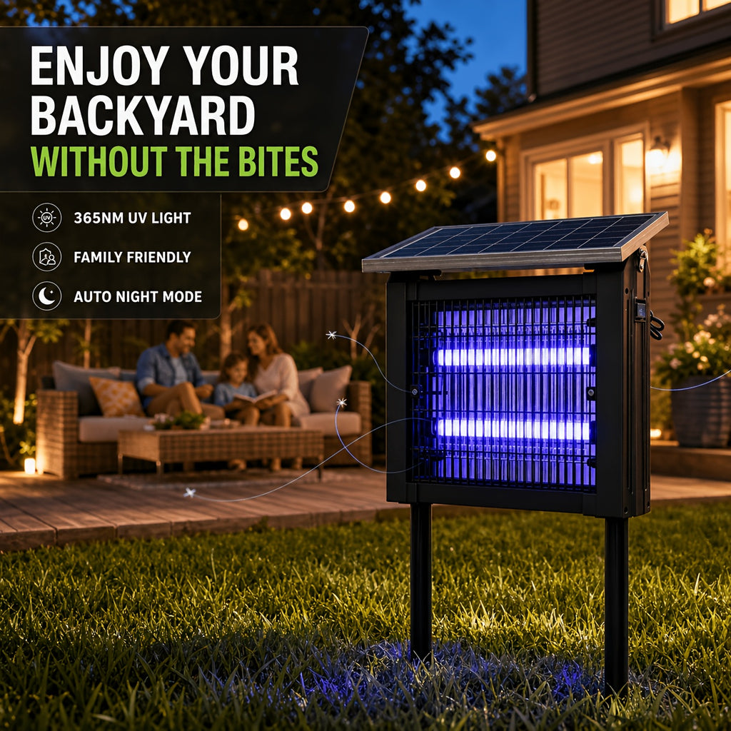 Solar Bug Zapper with Listed 4000mAh Battery and Two Modes, Single Rechargeable Portable Insect Trap for Instruction-Approved Patio, Garden and Camping Use