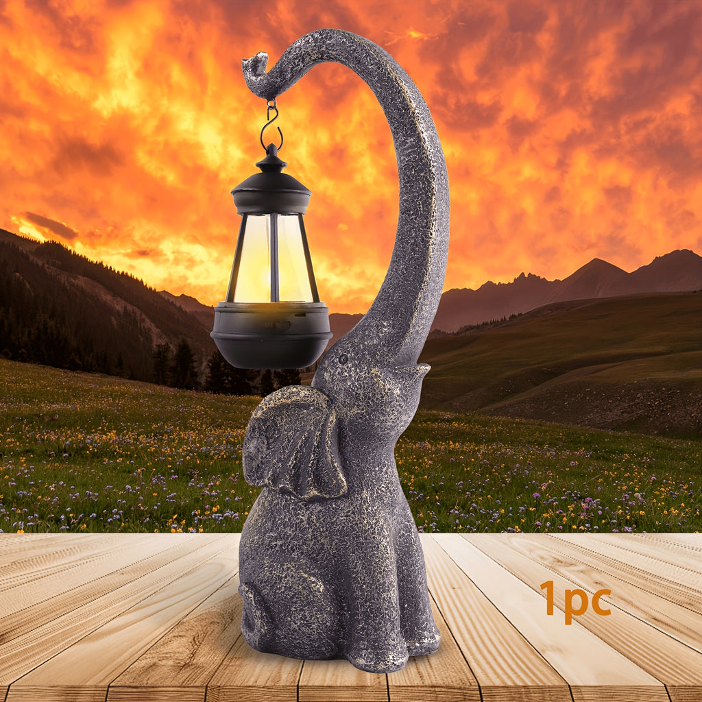 Solar Elephant Garden Statues with LED Light References, Two-Piece Option for Courtyard and Lawn Decoration, Animal Sculpture Housewarming Gifts for Garden Lovers