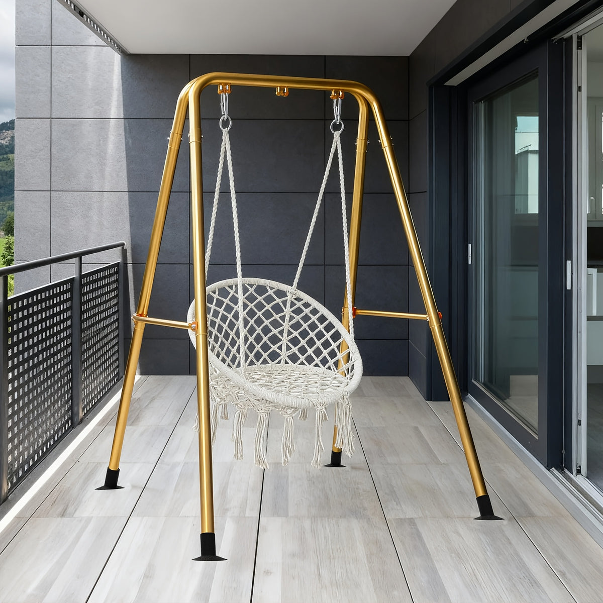 Hammock Chair Stand Only, Foldable Steel A-Frame with Powder-Coated Finish and Listed 300lb Capacity, Five Colors for Compatible Indoor and Outdoor Hanging Chairs