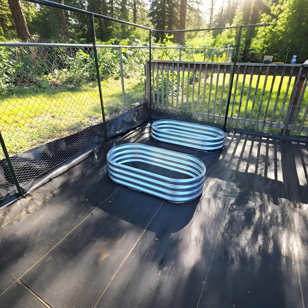 Galvanized Vegetable Garden Bed Set with Oval Metal Planter Design, Outdoor Raised Planting Boxes in Single and Multipack Options for Backyard Gardening