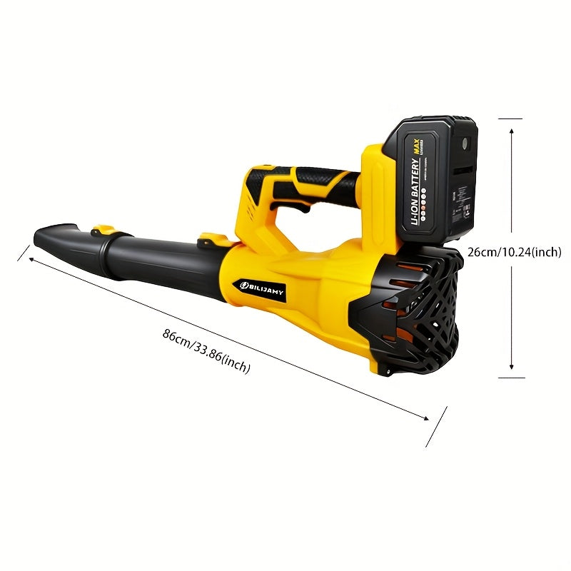 Three-Tube Cordless Leaf Blower Kit with Listed Six Speeds, 580CFM and 160MPH Claims, Yellow One- or Two-Battery and Red Two-Battery Options for Yard Cleanup
