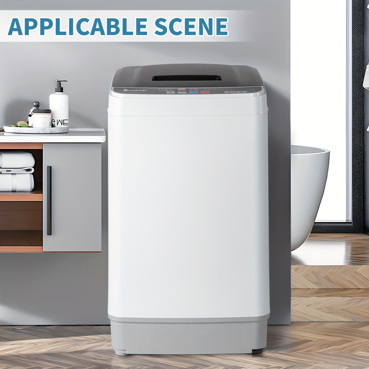 Automatic Top Load Portable Washing Machine with Spin Cycle and Listed Drain Pump, Multiple Gray or White Capacity Options for Apartment, Dorm and RV Laundry