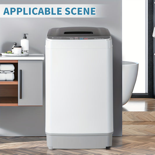 Automatic Top Load Portable Washing Machine with Spin Cycle and Listed Drain Pump, Multiple Gray or White Capacity Options for Apartment, Dorm and RV Laundry