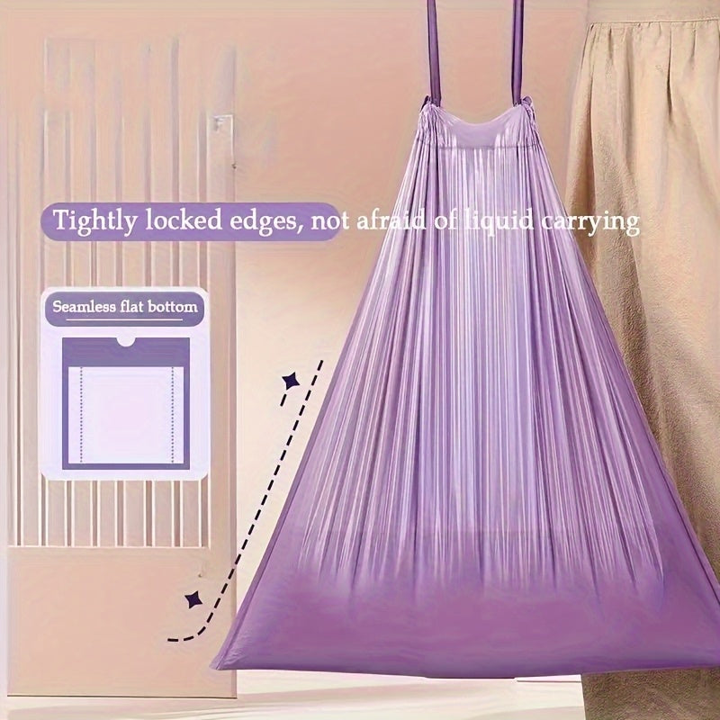 Purple Drawstring Trash Bags, 100-Count Plastic Household Bin Liners with Listed 17.72 x 17.72 Inch Size for Kitchen, Bathroom, Bedroom and Living Room