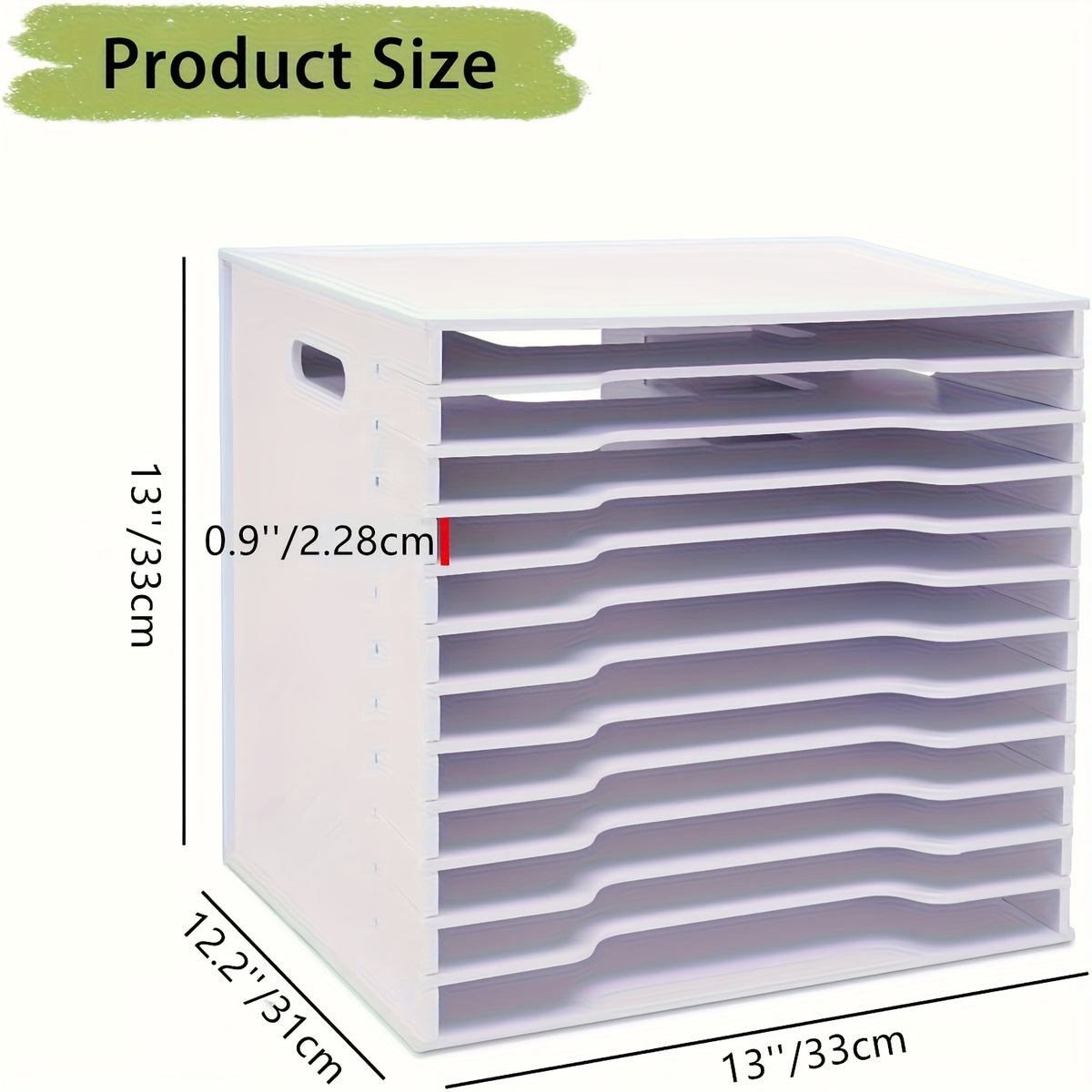 Scrapbook Paper Organizer with 12-Tier Desktop File Sorter Design, White 17.5 × 15.6-Inch Option for Home Office Paper Sorting and Craft Room Storage