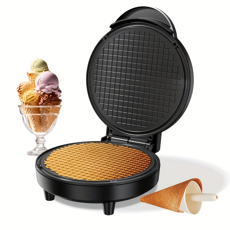 Ice Cream Waffle Cone Maker 6.8-Inch, Electric Nonstick Waffler Iron with Overheat Protection for Homemade Ice Cream Cones, Dessert Bowls and Parent-Child Baking Activities, Kitchen Appliance for Kids and Family